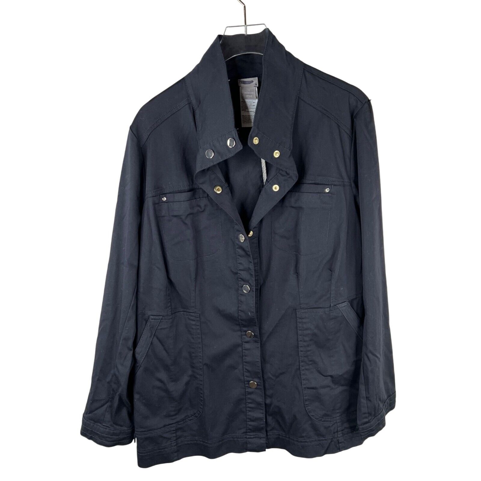 Chicos Women Black Utility Jacket Size 1 Classic M Lagenlook